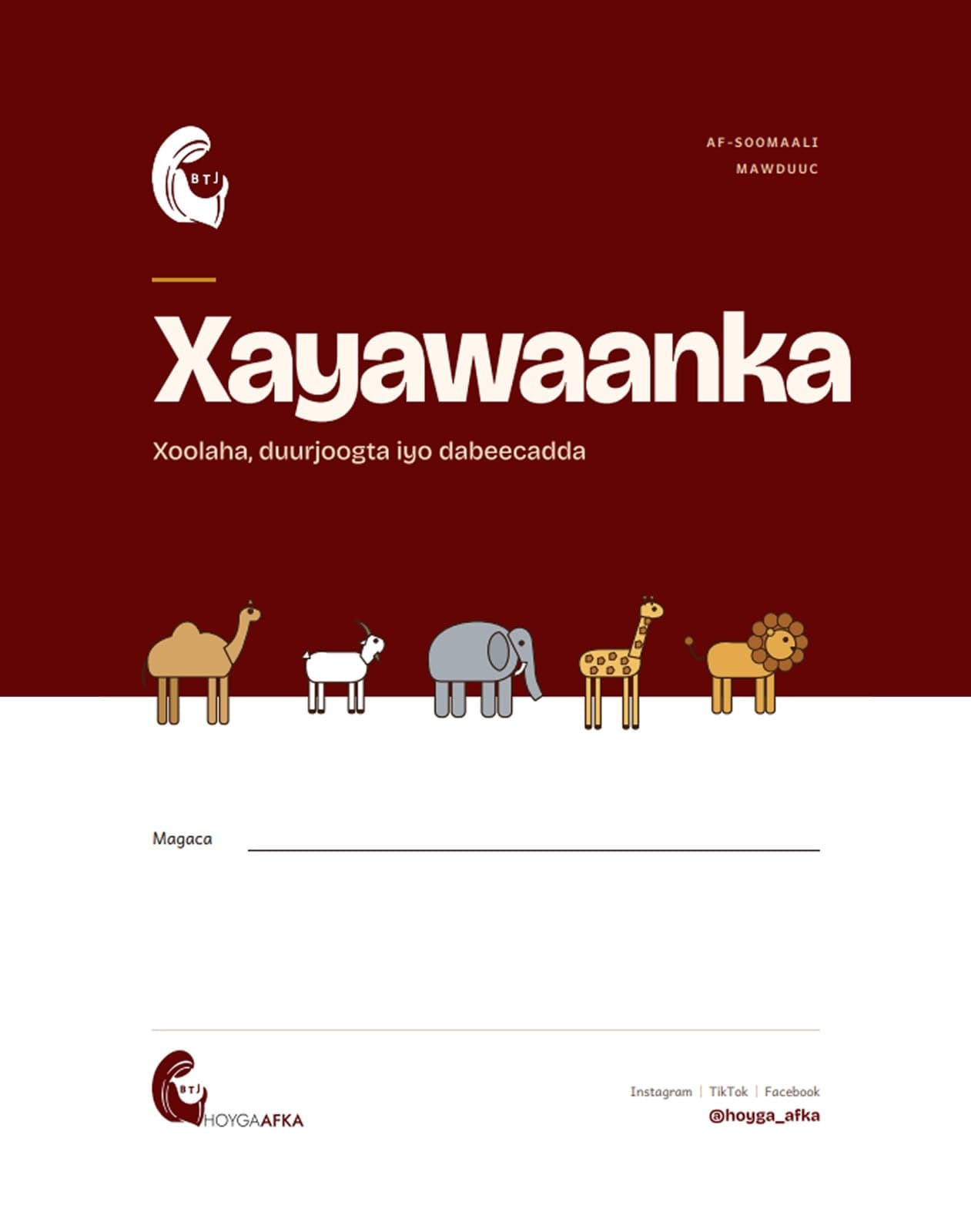 Xayawaanka - Øvelseshæfte